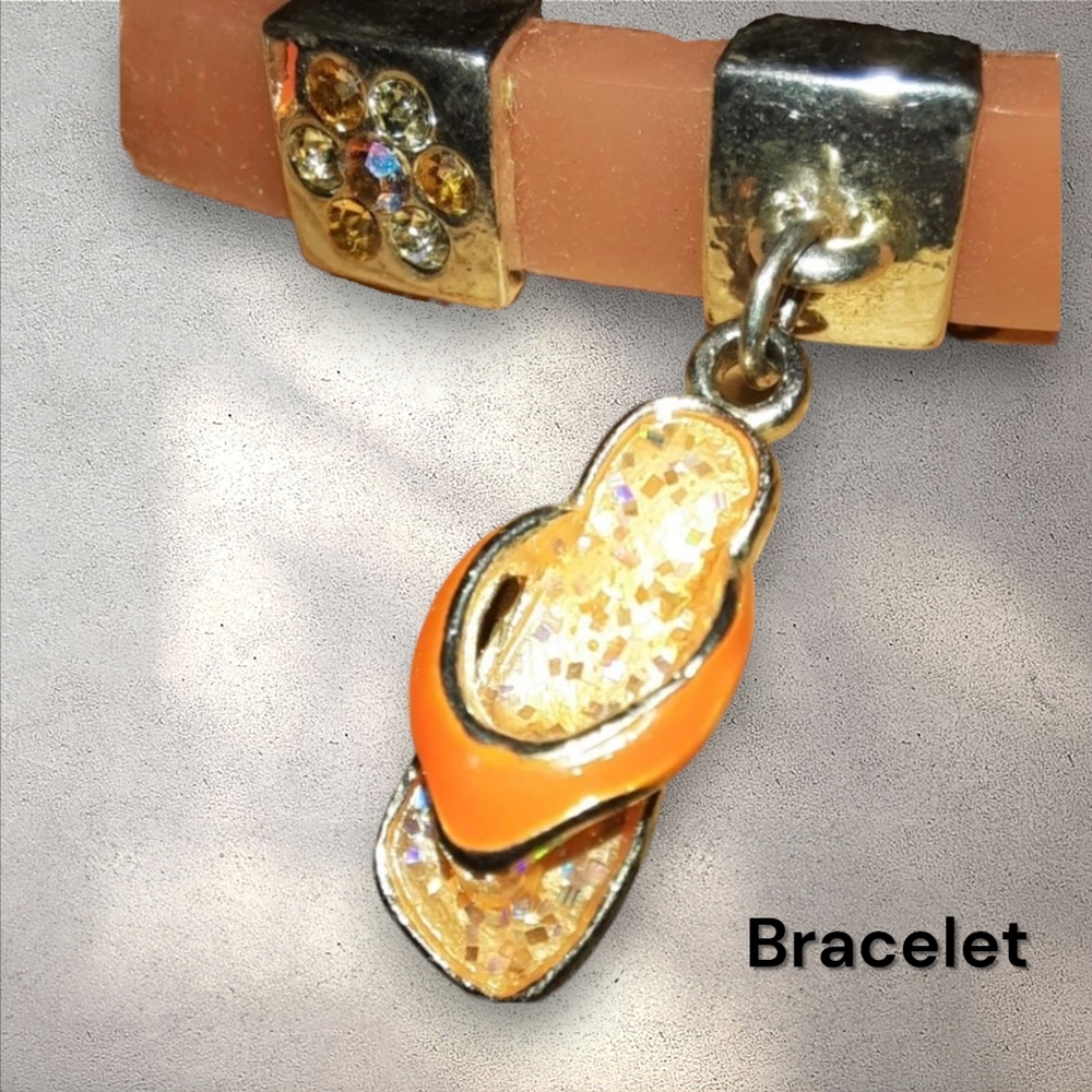 Beacelet Flip flop charms jelly/rubber adjustable length silvertone